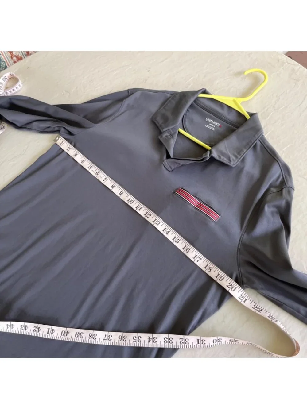 UNTUCKit Gray Damaschino Long Sleeve Contrast Pocket Polo‎ Size M